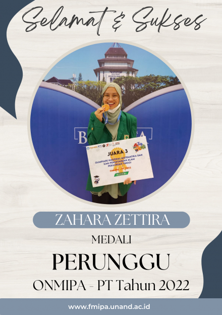 SELAMAT !!! Mahasiswa Fakultas MIPA Unand Kembali Raih Medali pada ONMIPA-PT Tahun 2022   